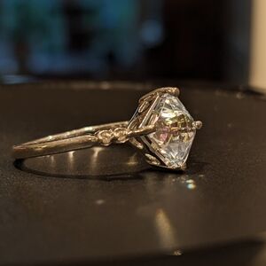 10K Blue Topaz Diamond Solid White Gold Ring